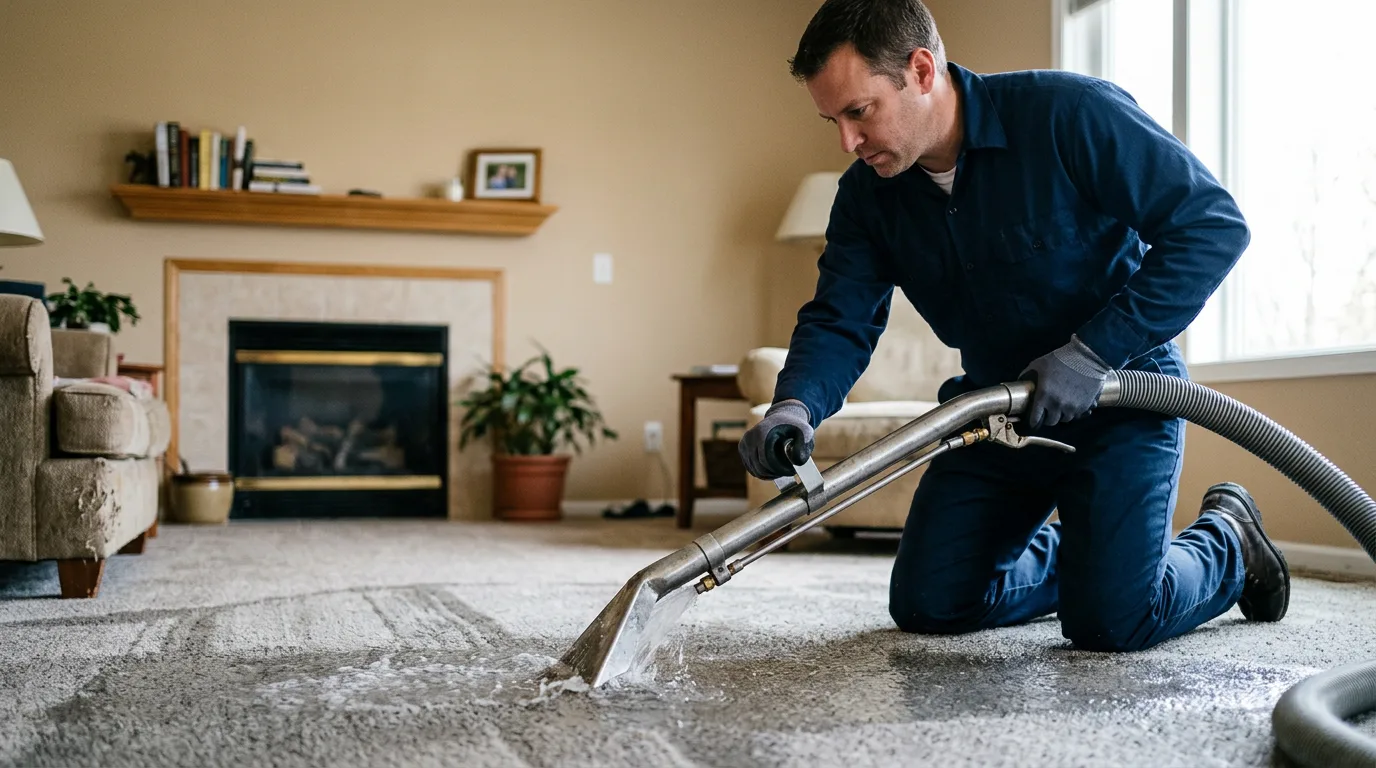 Water damage restoration technician working near Stafford, NY